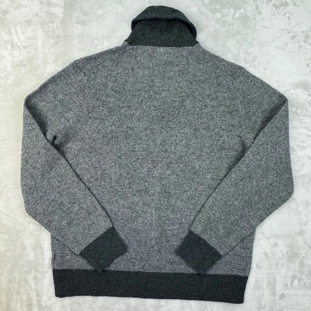 J Crew Sweater Mens XL Gray Regular Shawl Collar Wool Waffle Knit Pullover